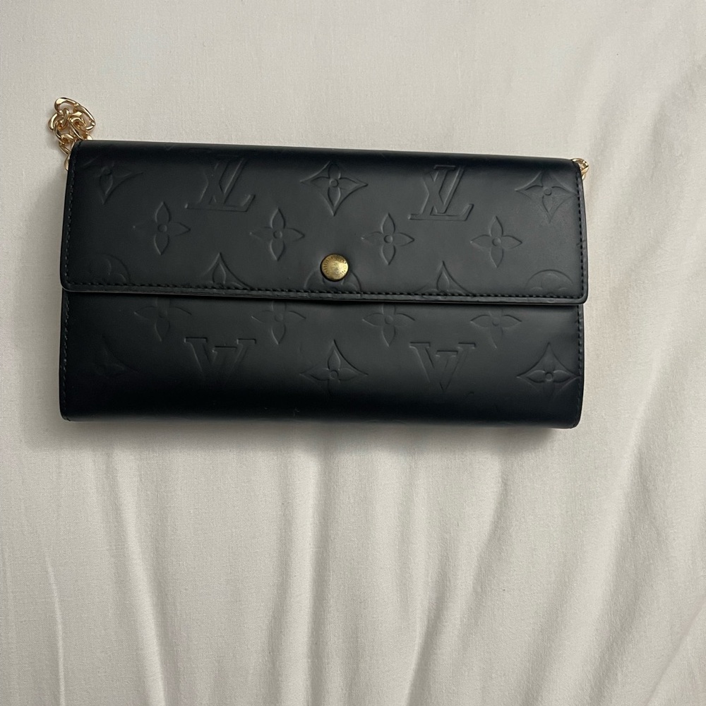Louis Vuitton Black Embossed Wallet on Chain